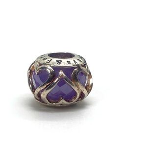 Persona 925 Sterling Silver Rose Gold Tone Purple Crystal Heart Charm Bead